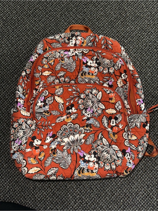 Disney Handbags - Disney Vera Bradley Rust Floral Mickey & Minnie Quilted Backpack